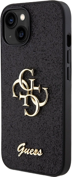 Etui plecki Guess Glitter Script Big 4G do Apple iPhone 13/14/15 Black (3666339147365) - obraz 2