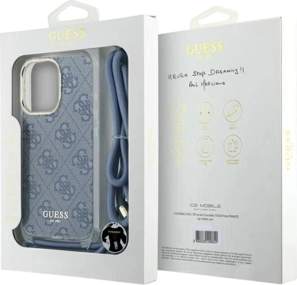 Панель Guess Crossbody Cord 4G Print для Apple iPhone 16 Pro Max Blue (GUHCP16XHC4SEB) - зображення 7