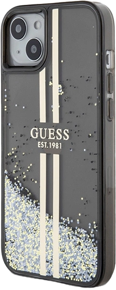 Панель Guess Liquid Glitter Gold Stripes для Apple iPhone 13/14/15 Black (3666339223526) - зображення 2