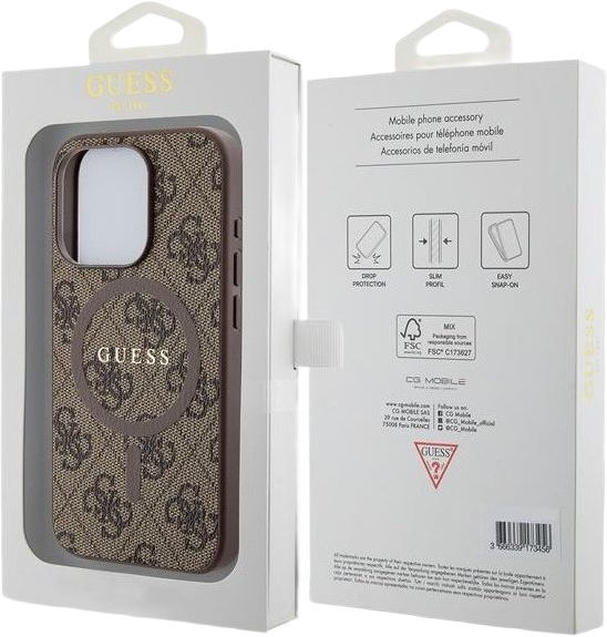 Etui plecki Guess 4G Collection Leather Metal Logo MagSafe do Apple iPhone 15 Pro Brown (3666339226480) - obraz 7