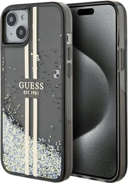 Панель Guess Liquid Glitter Gold Stripes для Apple iPhone 15 Plus/14 Plus Black (GUHCP15MLFCSEGK) - зображення 1