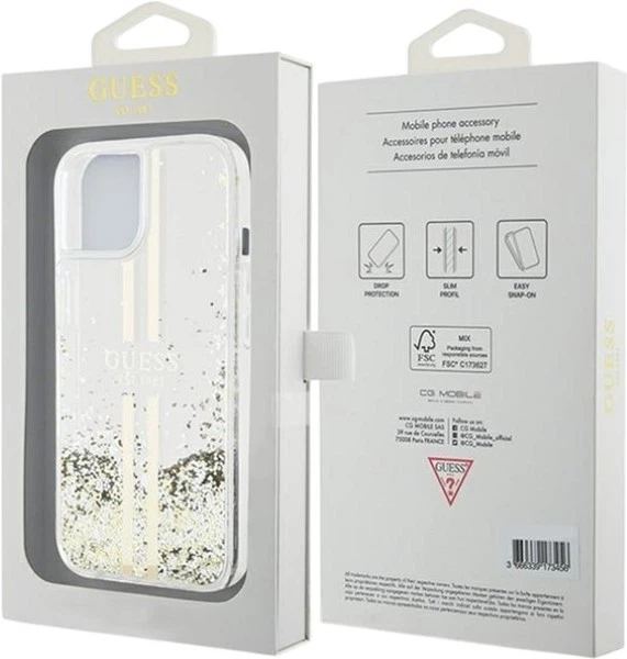 Панель Guess Liquid Glitter Gold Stripes для Apple iPhone 15 Plus/14 Plus Transparent (GUHCP15MLFCSEGT) - зображення 8