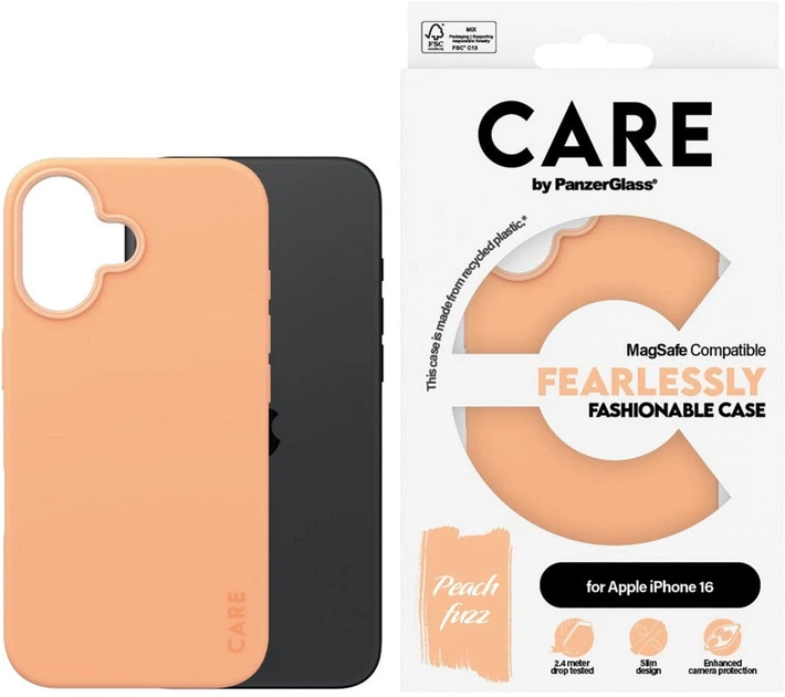 Etui Panzer Glass CARE Fearlessly Fashionable Case MagSafe do Apple iPhone 16 Peachy (5715685004551) - obraz 3