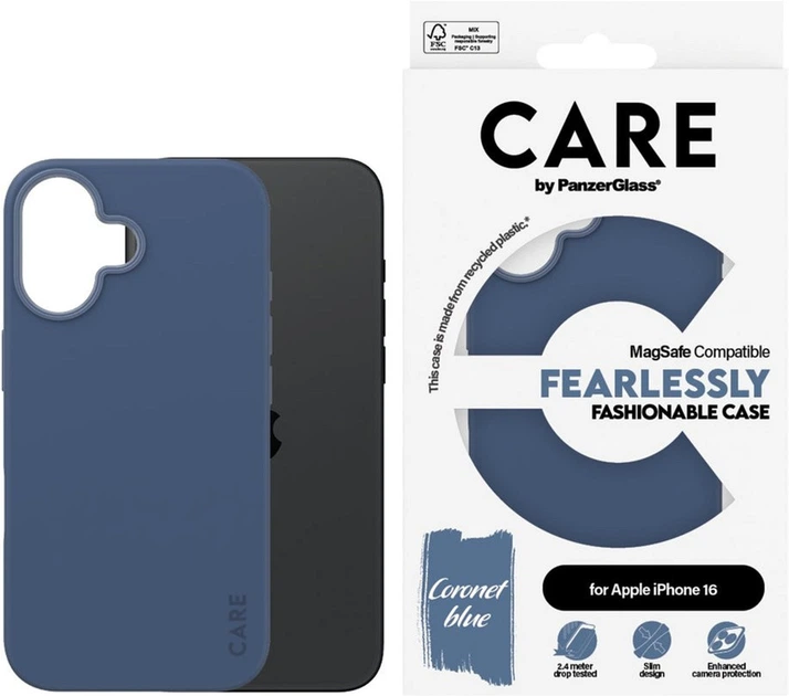 Etui Panzer Glass CARE Fearlessly Fashionable Case MagSafe do Apple iPhone 16 Blue (5715685004476) - obraz 3