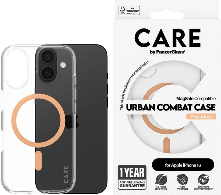 Etui Panzer Glass CARE Urban Combat Case MagSafe do Apple iPhone 16 Peachy (5715685004391) - obraz 3
