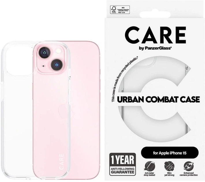 Etui Panzer Glass CARE Flagship Urban Combat Case do Apple iPhone 15 Transparent (5715685005565) - obraz 3
