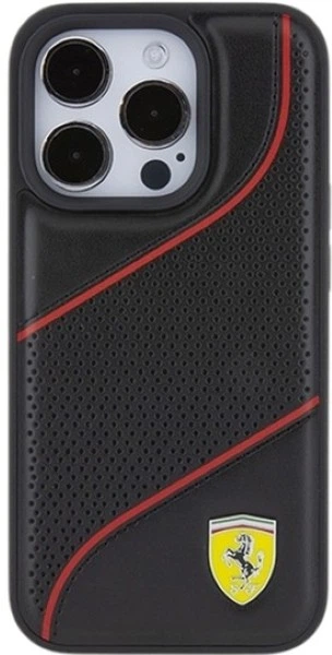 Etui Ferrari Perforated Waves Metal Logo do Apple iPhone 15 Pro Black (FEHCP15LPWAK) - obraz 3
