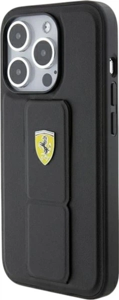 Etui Ferrari Grip Stand Metal Logo do Apple iPhone 15 Pro Black (FEHCP15LGSPSIK) - obraz 3