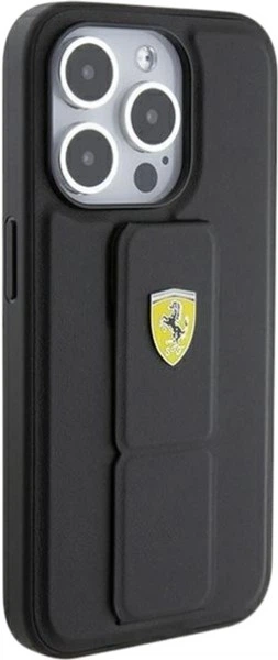 Etui Ferrari Grip Stand Metal Logo do Apple iPhone 15 Pro Black (FEHCP15LGSPSIK) - obraz 5