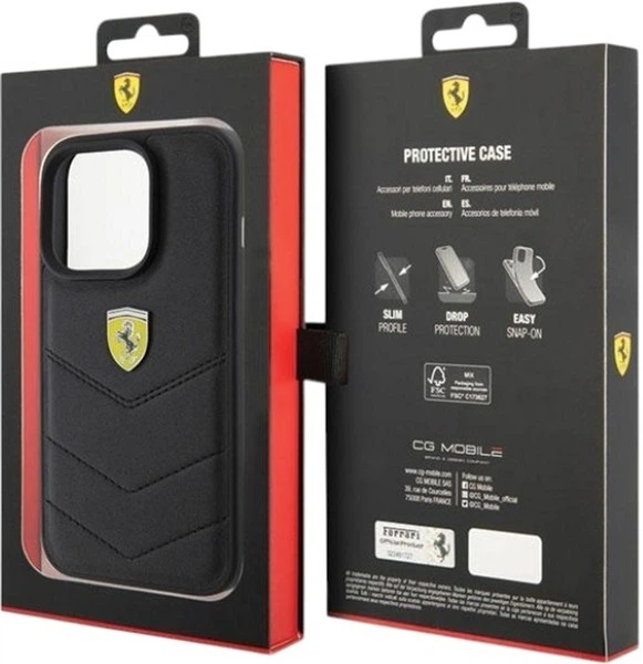 Etui Ferrari Quilted Metal Logo do Apple iPhone 15 Pro Black (FEHCP15LRDUK) - obraz 8
