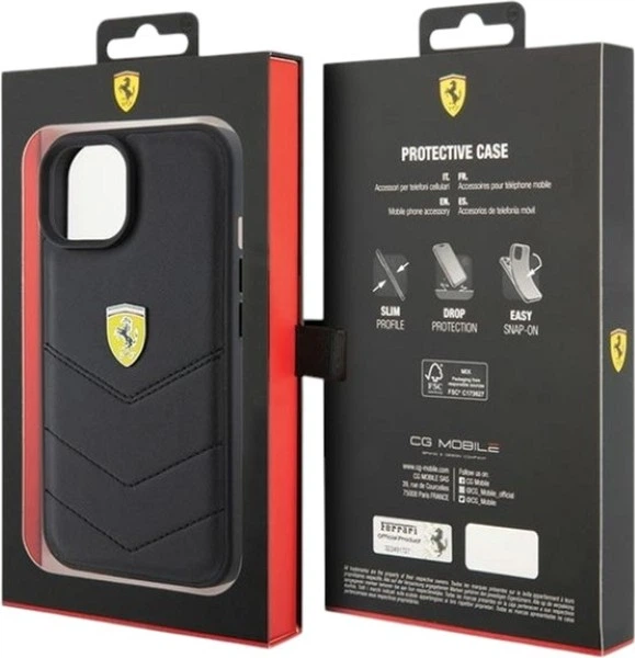 Etui Ferrari Quilted Metal Logo do Apple iPhone 15/14/13 Black (FEHCP15SRDUK) - obraz 8