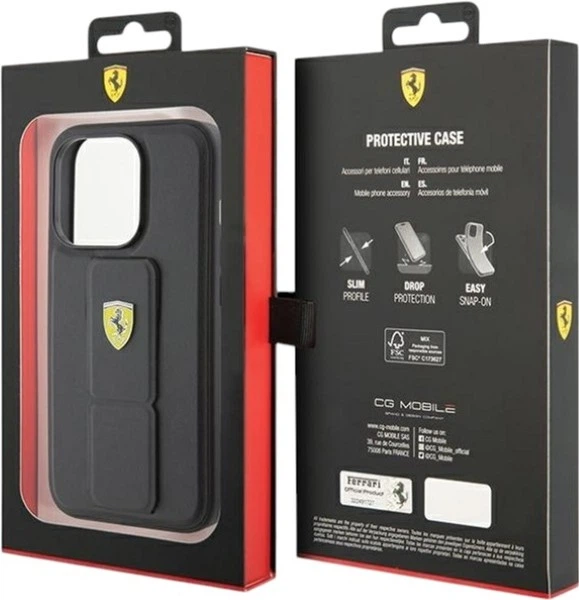 Панель Ferrari Grip Stand Metal Logo для Apple iPhone 15 Pro Max Black (FEHCP15XGSPSIK) - зображення 8