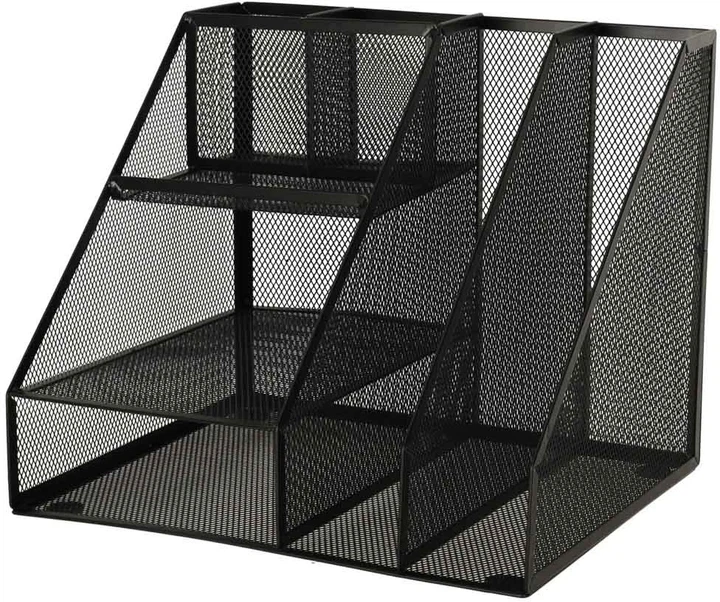 Органайзер на стіл KIK великий металевий A4 6 відділень Чорний (5903039752498) - зображення 1