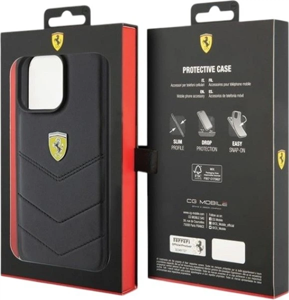 Панель Ferrari Quilted Metal Logo для Apple iPhone 15 Pro Max Black (FEHCP15XRDUK) - зображення 8