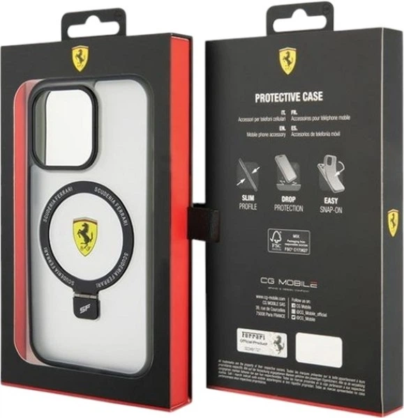 Etui Ferrari Ring Stand 2023 Collection MagSafe do Apple iPhone 15 Pro Transparent (FEHMP15LUSCAH) - obraz 8