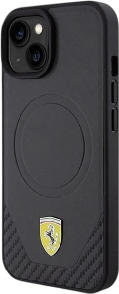 Etui Ferrari Carbon Metal Logo MagSafe do Apple iPhone 15/14/13 Black (FEHMP15SPTEK) - obraz 2