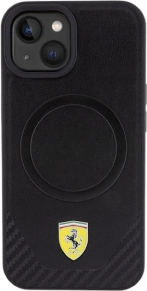 Etui Ferrari Carbon Metal Logo MagSafe do Apple iPhone 15/14/13 Black (FEHMP15SPTEK) - obraz 3