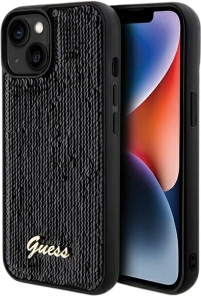 Etui Guess Sequin Script Metal do Apple iPhone 15/14/13 Black (GUHCP14SPSFDGSK) - obraz 1