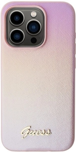 Панель Guess Saffiano Iridescent Script для Apple iPhone 14 Pro Max Pink (GUHCP14XPSAIRSP) - зображення 3