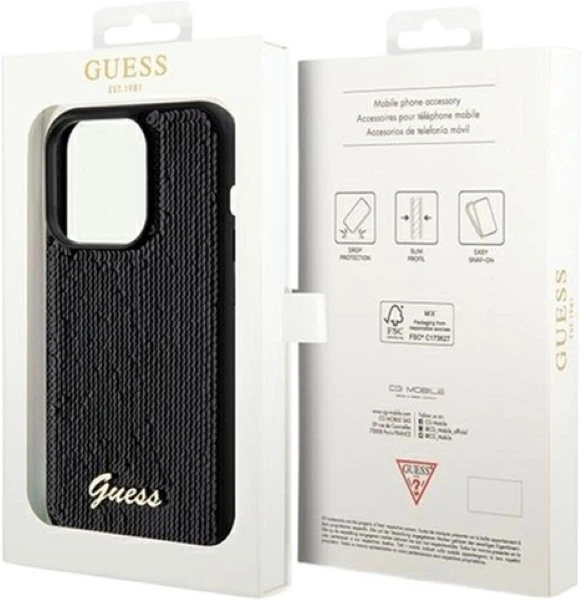 Панель Guess Sequin Script Metal для Apple iPhone 14 Pro Max Black (GUHCP14XPSFDGSK) - зображення 8
