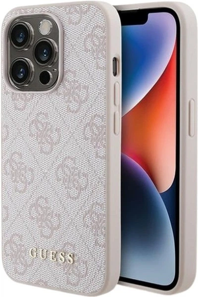 Панель Guess 4G Metal Gold Logo для Apple iPhone 15 Pro Pink (GUHCP15LG4GFPI) - зображення 1