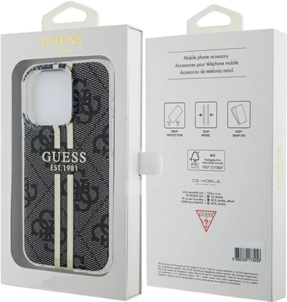 Панель Guess IML 4G Gold Stripe для Apple iPhone 15 Pro Black (GUHCP15LH4PSEGK) - зображення 8