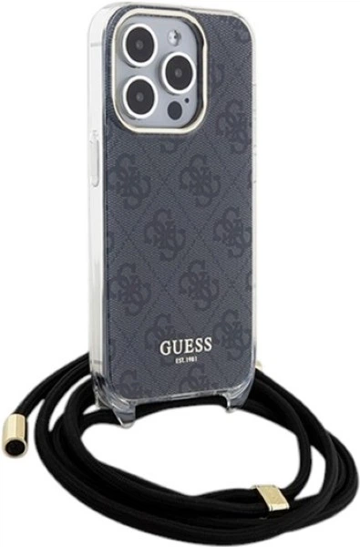 Etui Guess Crossbody Cord 4G Print do Apple iPhone 15 Pro Black (GUHCP15LHC4SEK) - obraz 3