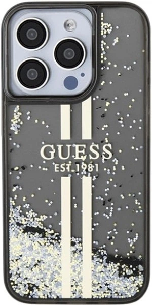 Панель Guess Liquid Glitter Gold Stripes для Apple iPhone 15 Pro Black (GUHCP15LLFCSEGK) - зображення 3