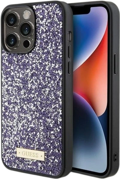 Панель Guess Rhinestone Metal Logo для Apple iPhone 15 Pro Purple (GUHCP15LPFGSBSP) - зображення 1