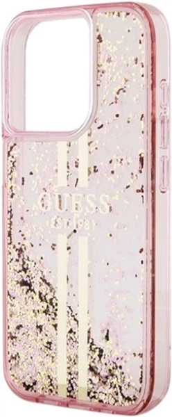 Панель Guess Liquid Glitter Gold Stripes для Apple iPhone 15 Pro Pink (GUHCP15LLFCSEGP) - зображення 6