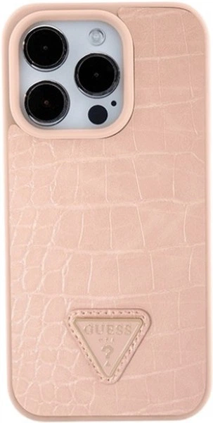 Панель Guess Croco Triangle Metal Logo для Apple iPhone 15 Pro Pink (GUHCP15LPCRTHCP) - зображення 3
