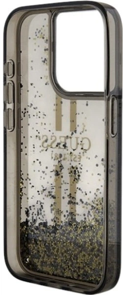 Панель Guess Liquid Glitter Gold Stripes для Apple iPhone 15 Pro Black (GUHCP15LLFCSEGK) - зображення 7