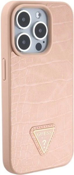 Панель Guess Croco Triangle Metal Logo для Apple iPhone 15 Pro Pink (GUHCP15LPCRTHCP) - зображення 4