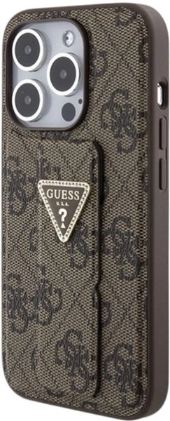 Etui Guess Grip Stand 4G Triangle Strass do Apple iPhone 15 Pro Brown (GUHCP15LPGS4TDW) - obraz 3