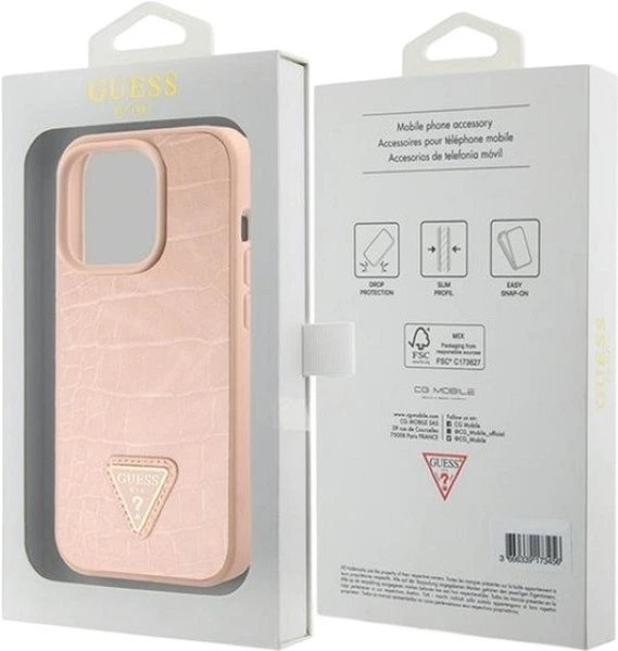 Панель Guess Croco Triangle Metal Logo для Apple iPhone 15 Pro Pink (GUHCP15LPCRTHCP) - зображення 8