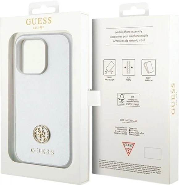 Etui Guess Strass Metal Logo do Apple iPhone 15 Pro Silver (GUHCP15LPS4DGPS) - obraz 8