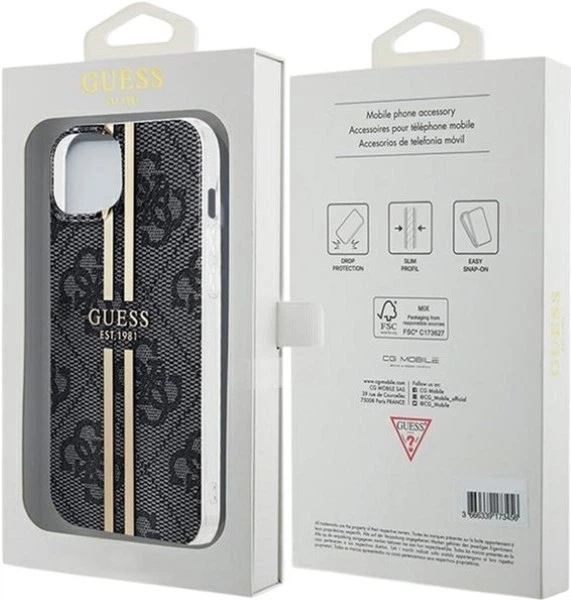 Панель Guess IML 4G Gold Stripe для Apple iPhone 15 Plus/14 Plus Black (GUHCP15MH4PSEGK) - зображення 8