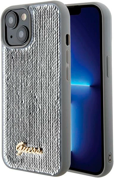 Etui Guess Sequin Script Metal do Apple iPhone 15/14/13 Silver (GUHCP15SPSFDGSS) - obraz 1