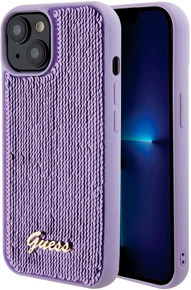 Etui Guess Sequin Script Metal do Apple iPhone 15/14/13 Purple (GUHCP15SPSFDGSU) - obraz 1