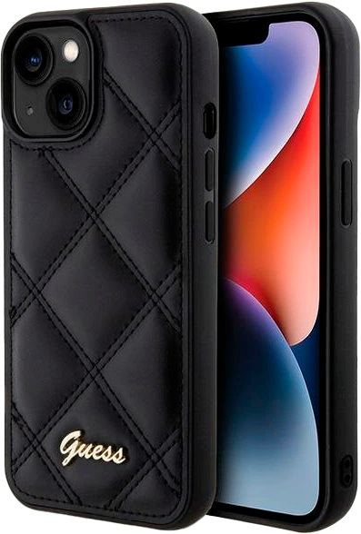 Etui Guess Quilted Metal Logo do Apple iPhone 15/14/13 Black (3666339149604) - obraz 1