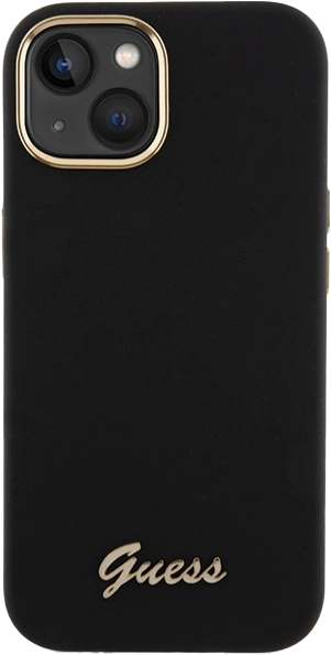 Etui Guess Silicone Script Metal Logo & Frame do Apple iPhone 15/14/13 Black (3666339149321) - obraz 3