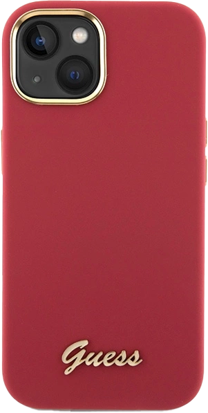 Etui Guess Silicone Script Metal Logo & Frame do Apple iPhone 15/14/13 Red (3666339149048) - obraz 3