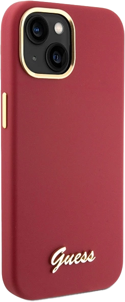 Etui Guess Silicone Script Metal Logo & Frame do Apple iPhone 15/14/13 Red (3666339149048) - obraz 4