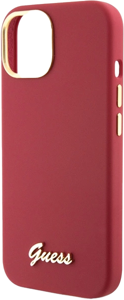 Etui Guess Silicone Script Metal Logo & Frame do Apple iPhone 15/14/13 Red (3666339149048) - obraz 6