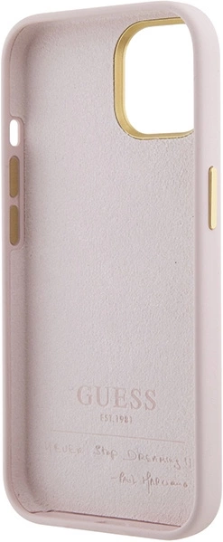 Etui Guess Silicone Script Metal Logo & Frame do Apple iPhone 15/14/13 Pink (3666339149185) - obraz 7
