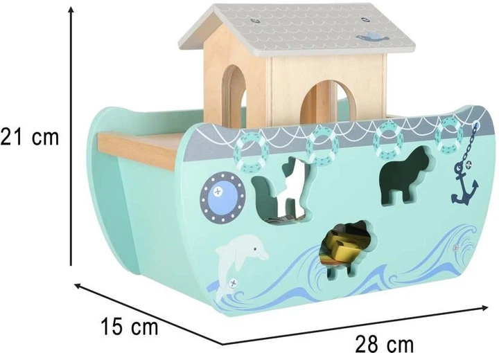 Drewniany sorter KIK Lulilo Arka Noego statek zwierzątka 9 elementów KX3074 (5903039767324) - obraz 4