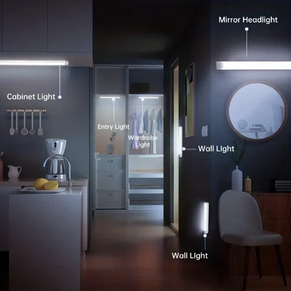 LED лампа, светильник 50см, датчик движения, аккумулятор, на магнитах, холодный белый. - изображение 7