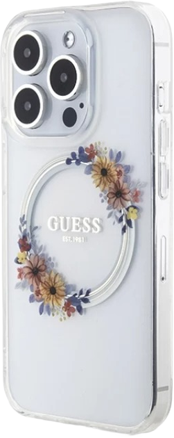 Панель Guess IML Flowers Wreatch MagSafe для Apple iPhone 15 Pro Transperent (3666339221720) - зображення 3