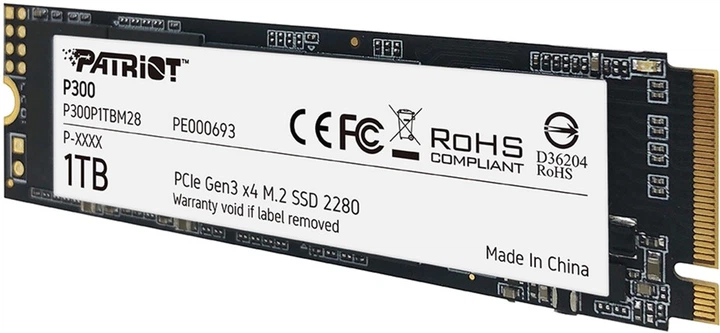 Patriot P300 1TB M.2 2280 NVMe PCIe 3.0 x4 3D NAND TLC (P300P1TBM28) (955555911581237) - Уцінка - зображення 3