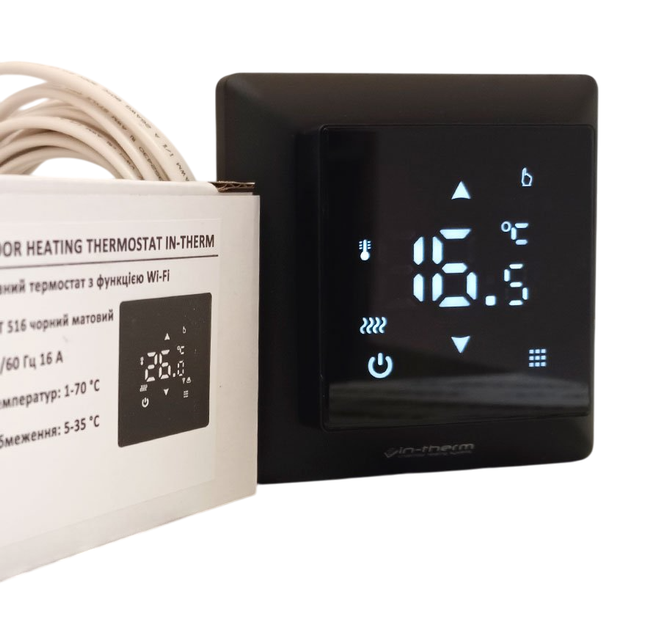Програмований терморегулятор In-Therm PWT 516 Wi-Fi Black Matte з функцією дистанційного керування через Wi-Fi - зображення 5